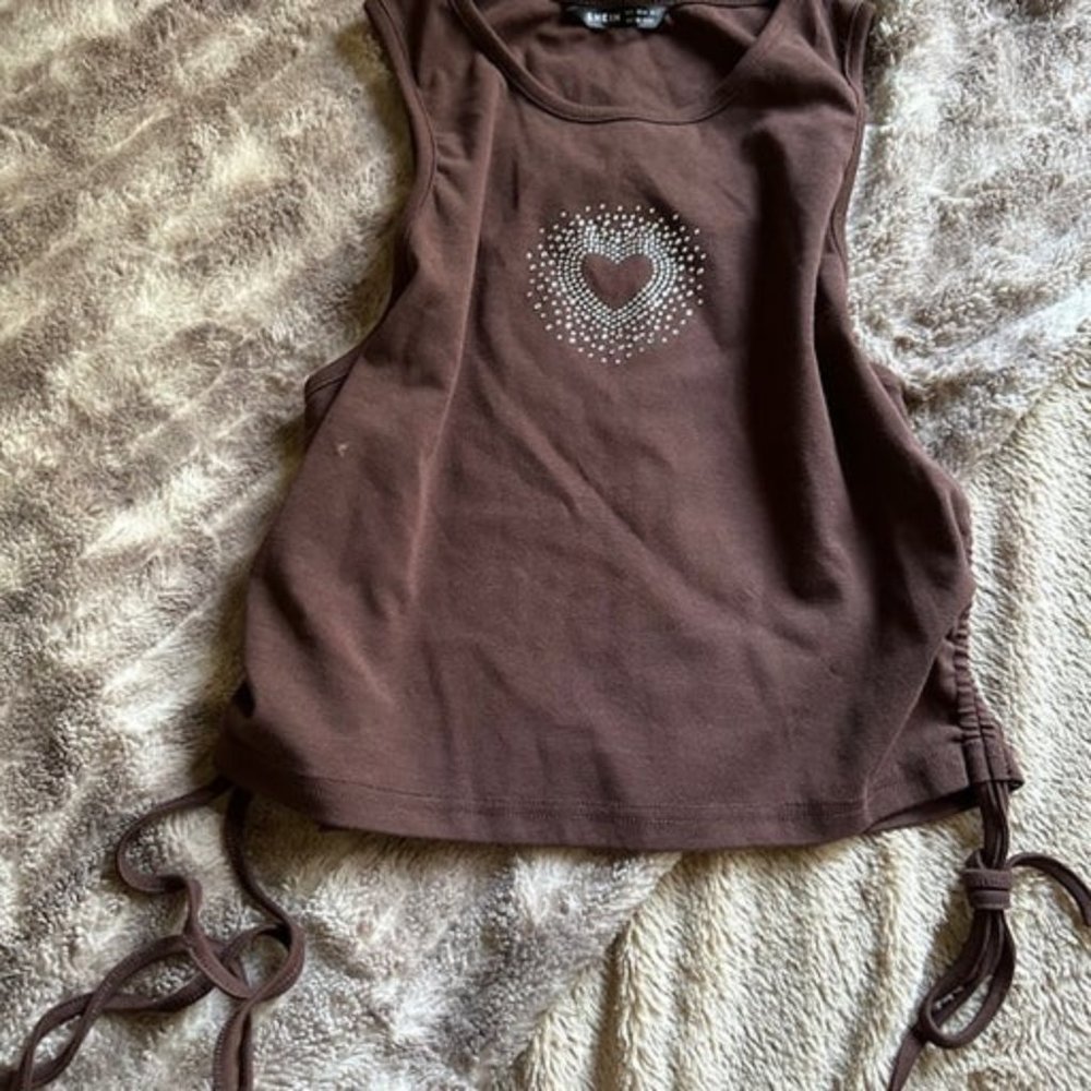 heart brown halter top